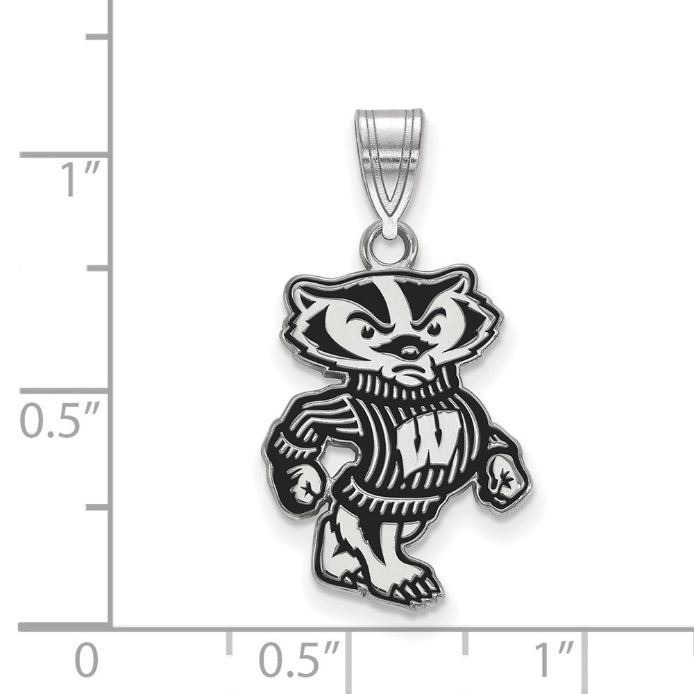 Sterlingsilber Rhodiniert Logoart University Of Wisconsin Badger Groß Emailliert Anhänger