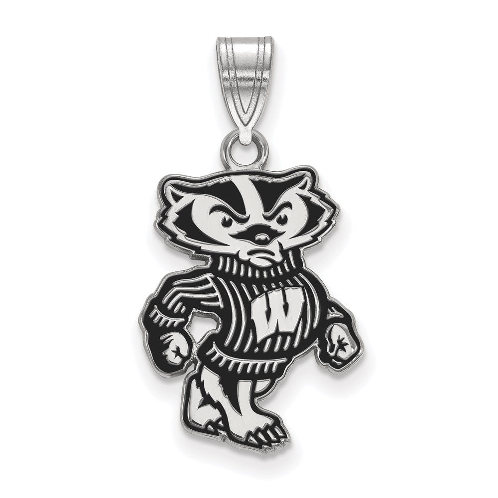 Sterlingsilber Rhodiniert Logoart University Of Wisconsin Badger Groß Emailliert Anhänger
