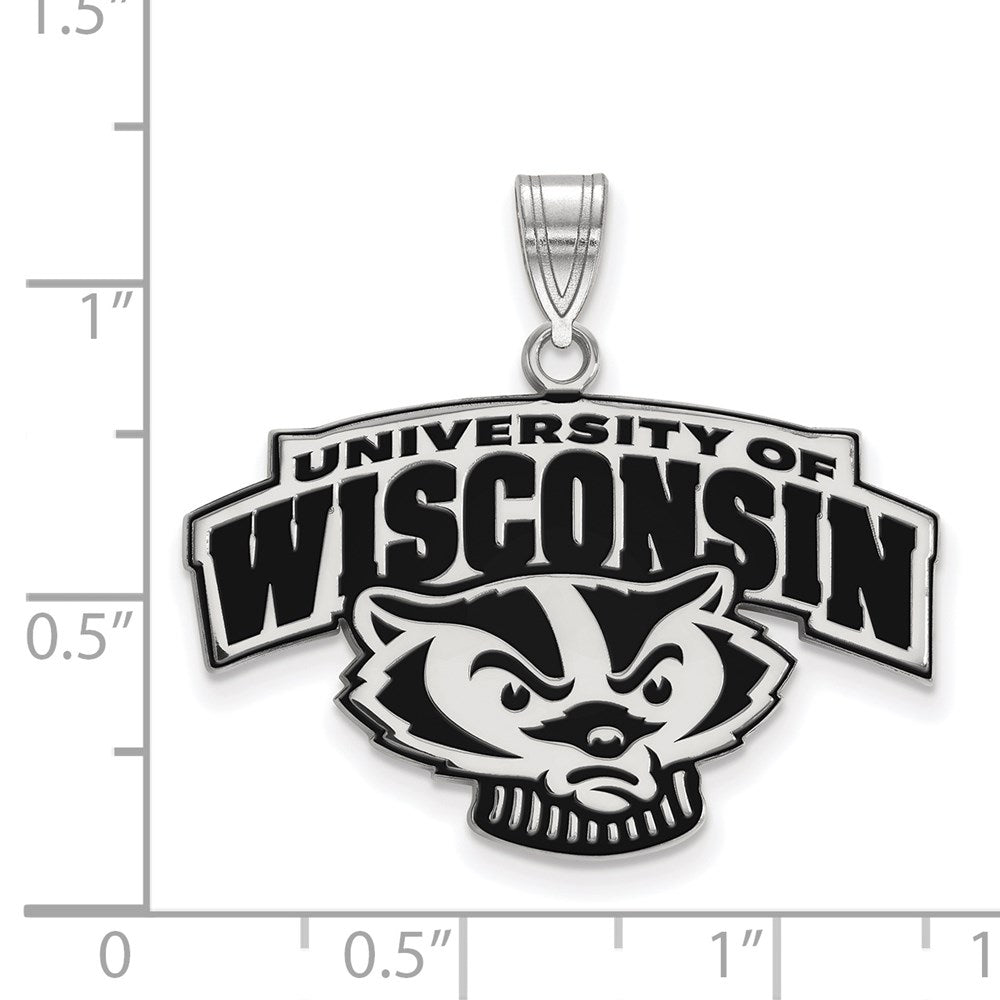 Sterlingsilber Rhodiniert Logoart University Of Wisconsin Groß Emailliert Anhänger