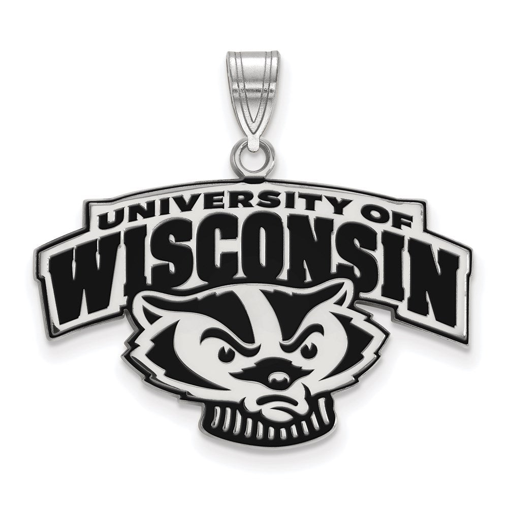 Sterlingsilber Rhodiniert Logoart University Of Wisconsin Groß Emailliert Anhänger