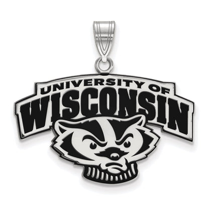 Sterlingsilber Rhodiniert Logoart University Of Wisconsin Groß Emailliert Anhänger