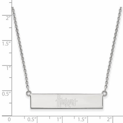Sterlingsilber Rhodiniert Logoart University Of Nebraska Huskers Klein Stab 18 Zoll Halskette