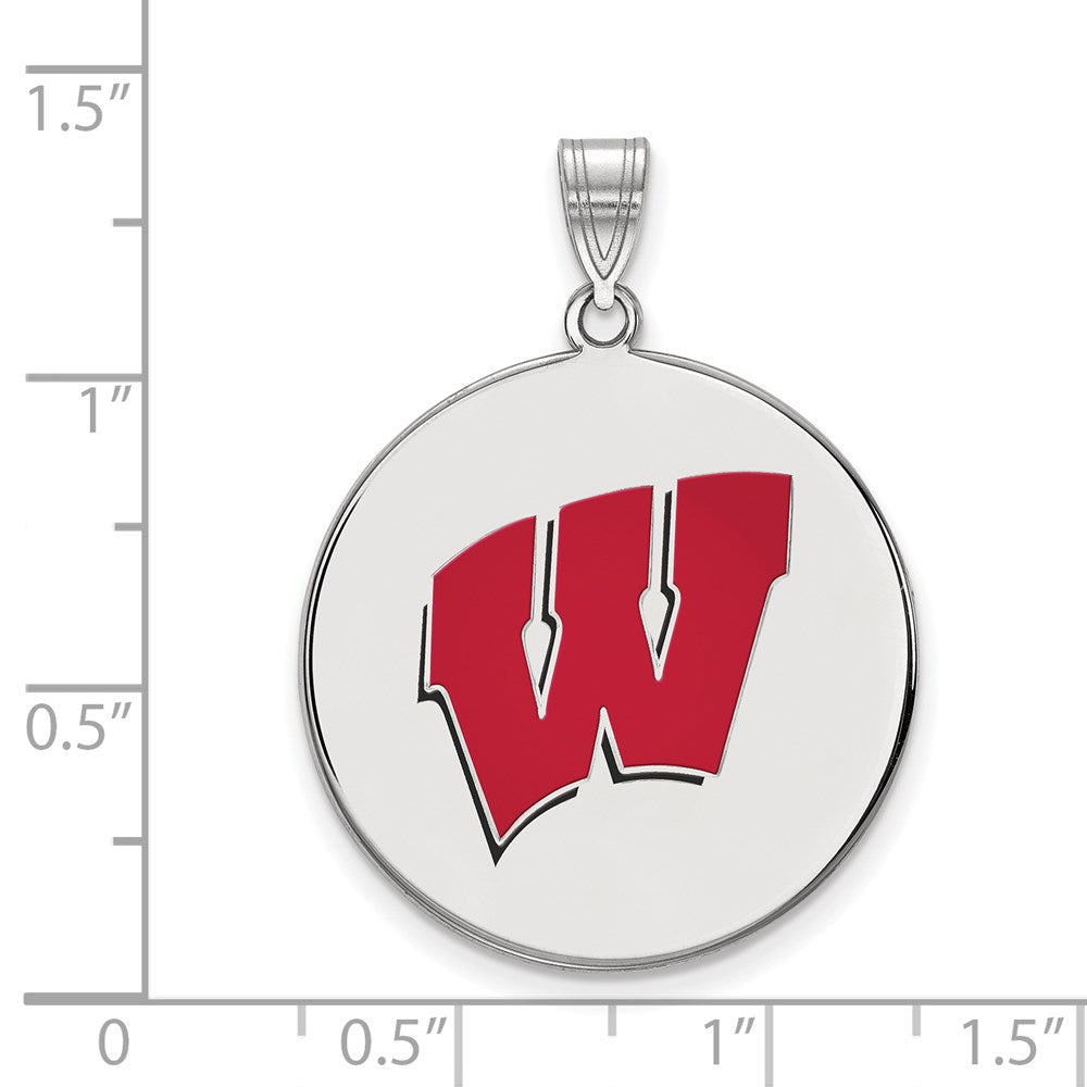 Sterlingsilber Rhodiniert Logoart University Of Wisconsin Buchstabe W Extra Groß Emailliert Plättchen Anhänger