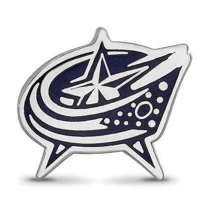 Sterlingsilber Rhodiniert Nhl Logoart Columbus Blau Jacken Emaille Perle