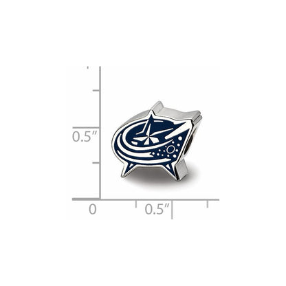 Sterlingsilber Rhodiniert Nhl Logoart Columbus Blau Jacken Emaille Perle