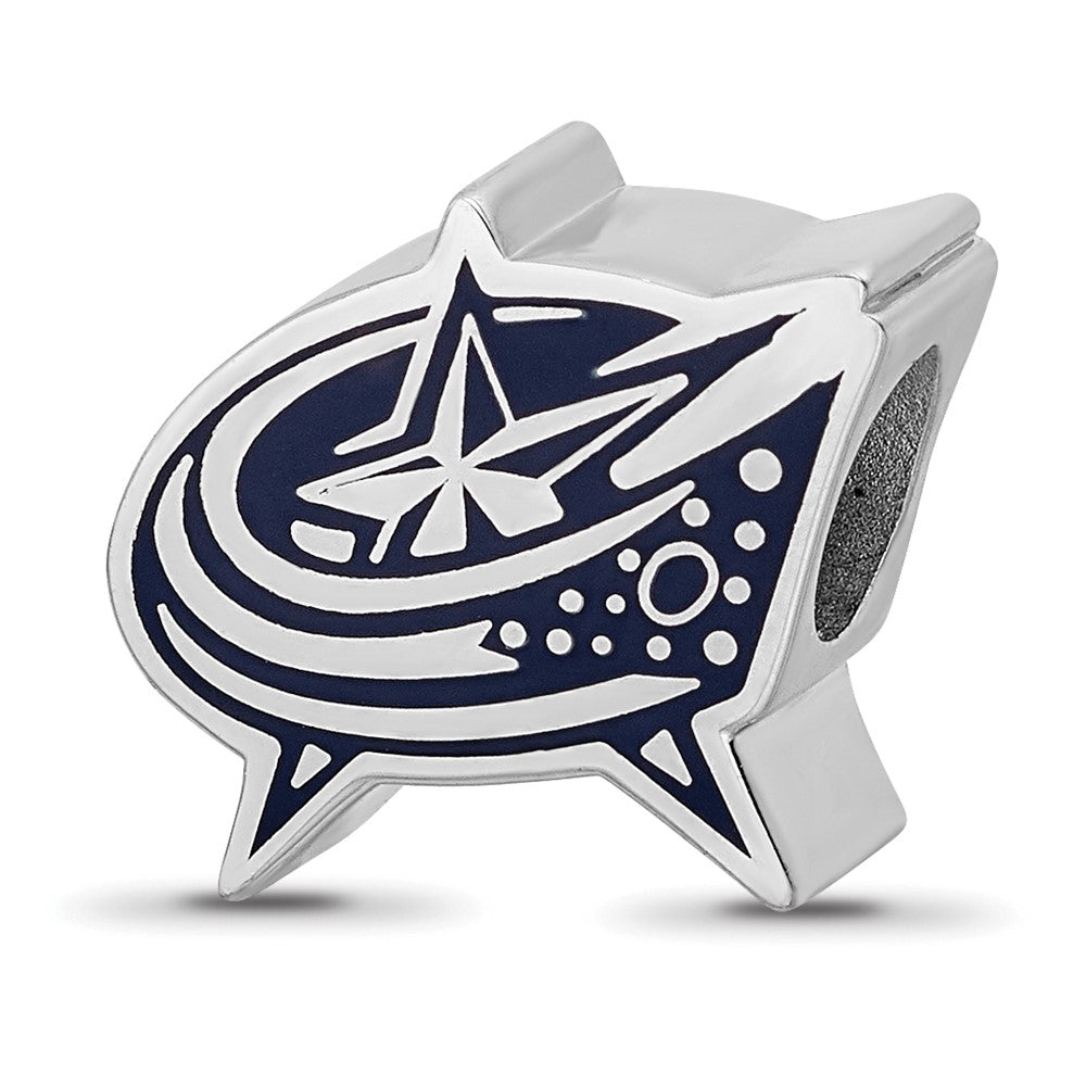 Sterlingsilber Rhodiniert Nhl Logoart Columbus Blau Jacken Emaille Perle