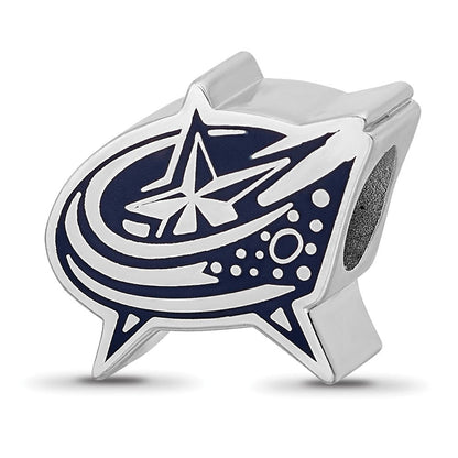 Sterlingsilber Rhodiniert Nhl Logoart Columbus Blau Jacken Emaille Perle