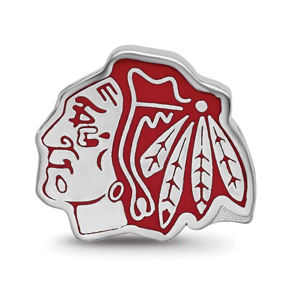 Sterlingsilber Rhodiniert Nhl Logoart Chicago Blackhawks Emaille Perle