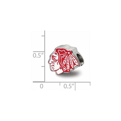 Sterlingsilber Rhodiniert Nhl Logoart Chicago Blackhawks Emaille Perle