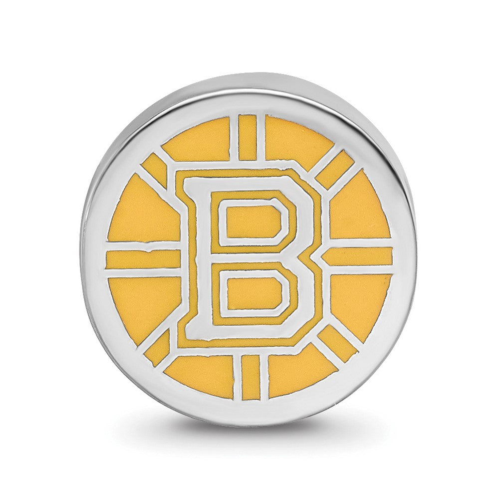 Sterlingsilber Rhodiniert Nhl Logoart Boston Bruins Emaille Perle