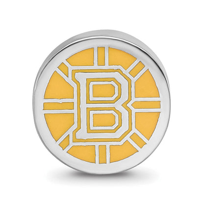 Sterlingsilber Rhodiniert Nhl Logoart Boston Bruins Emaille Perle