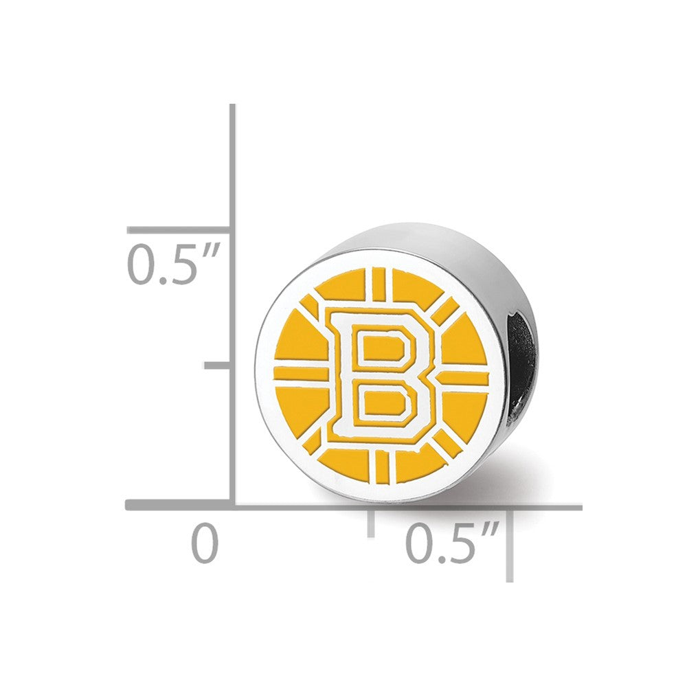 Sterlingsilber Rhodiniert Nhl Logoart Boston Bruins Emaille Perle