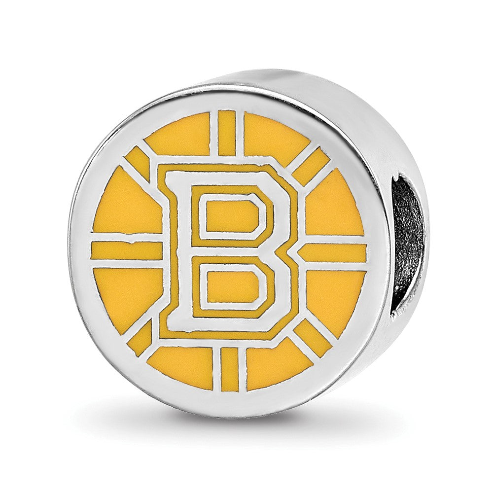 Sterlingsilber Rhodiniert Nhl Logoart Boston Bruins Emaille Perle