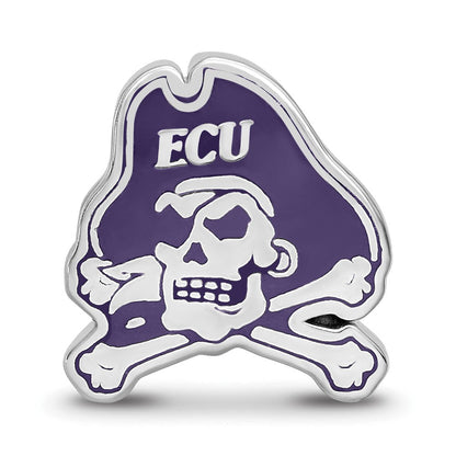 Sterlingsilber Rhodiniert Logoart Ost Carolina University Emaille Perle