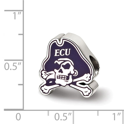 Sterlingsilber Rhodiniert Logoart Ost Carolina University Emaille Perle