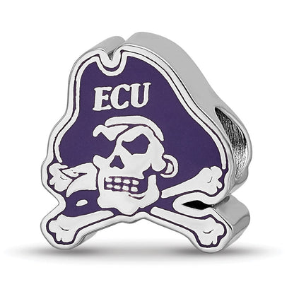 Sterlingsilber Rhodiniert Logoart Ost Carolina University Emaille Perle