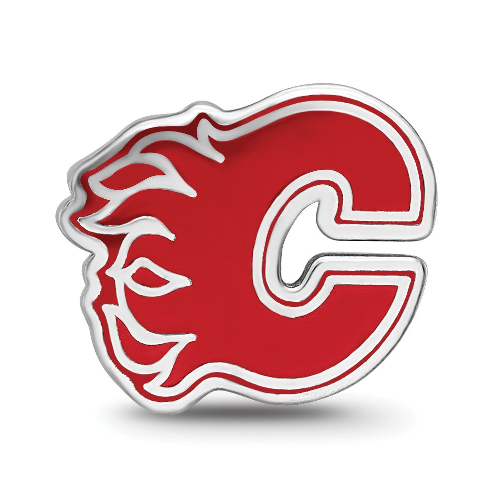 Sterlingsilber Nhl Logoart Calgary Flames Buchstabe C Emailliert Perle