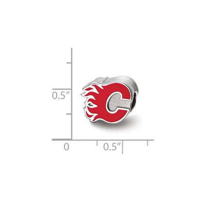 Sterlingsilber Nhl Logoart Calgary Flames Buchstabe C Emailliert Perle