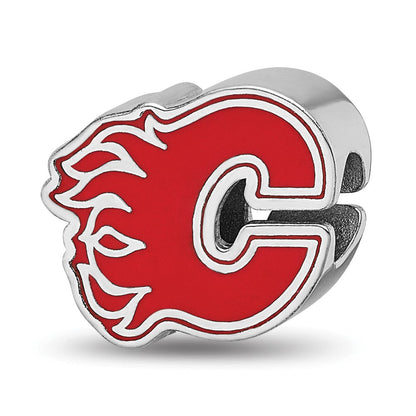 Sterlingsilber Nhl Logoart Calgary Flames Buchstabe C Emailliert Perle