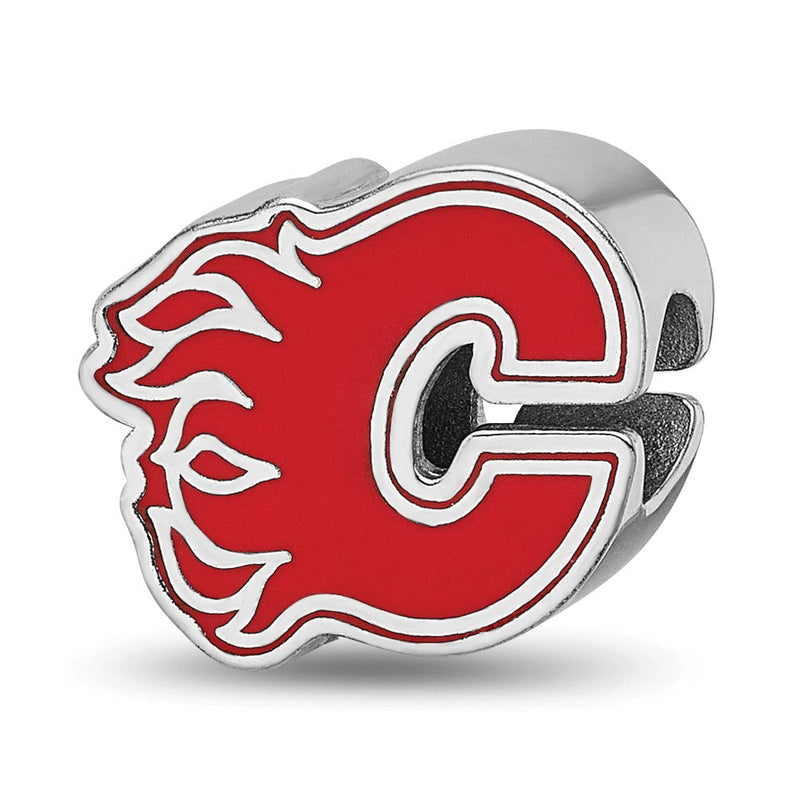 Sterlingsilber Nhl Logoart Calgary Flames Buchstabe C Emailliert Perle