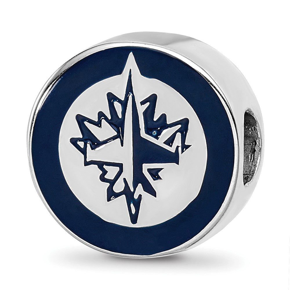 Sterlingsilber Rhodiniert Nhl Logoart Winnipeg Jets Emailliert Perle