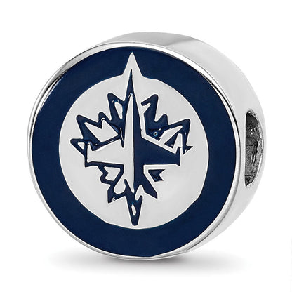 Sterlingsilber Rhodiniert Nhl Logoart Winnipeg Jets Emailliert Perle
