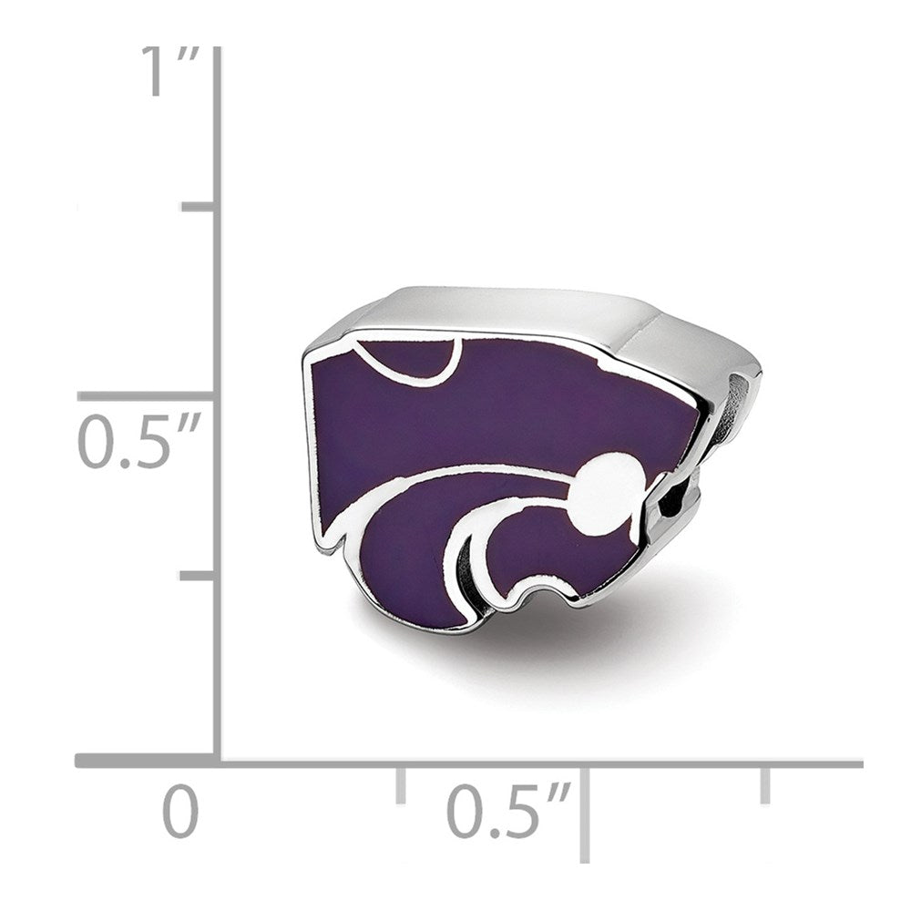 Sterlingsilber Rhodiniert Logoart Kansas State U. Wildkatze Emaille Perle