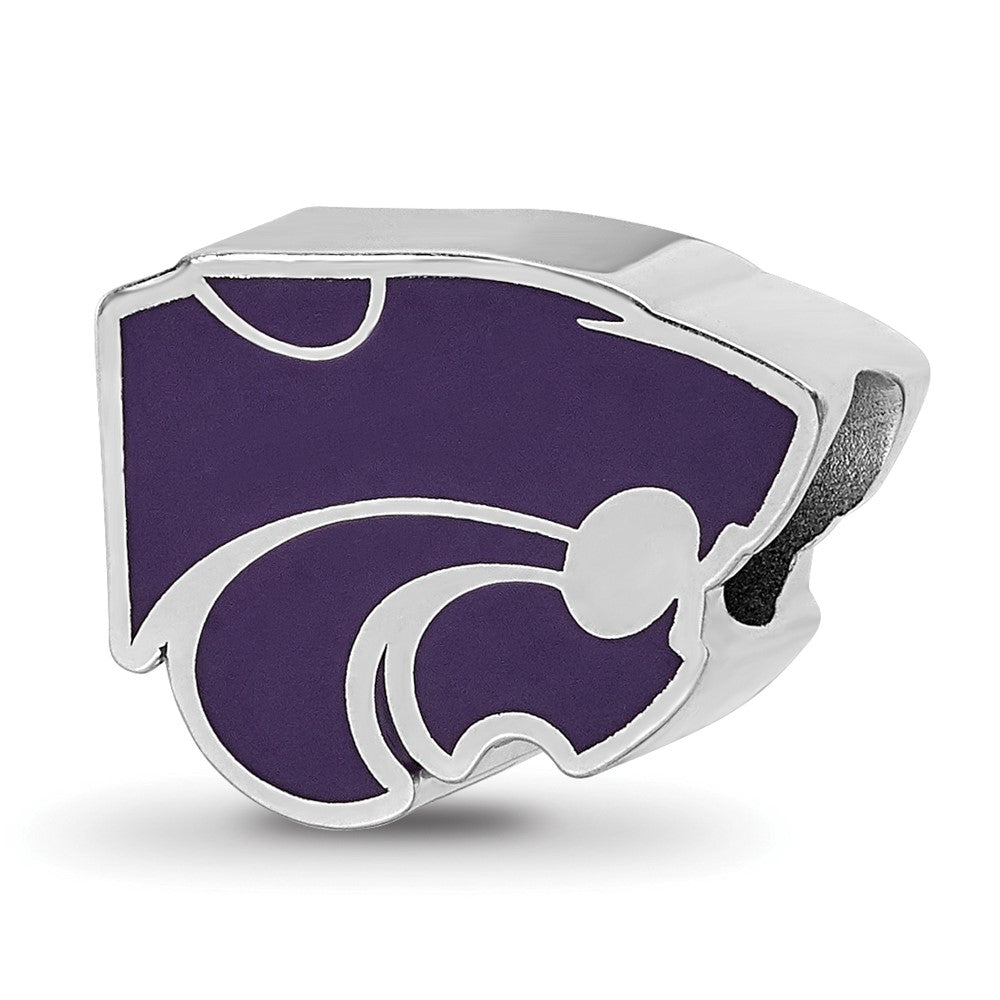 Sterlingsilber Rhodiniert Logoart Kansas State U. Wildkatze Emaille Perle