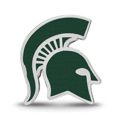 Sterlingsilber Rhodiniert Logoart Michigan State U. Spartan Emaille Perle