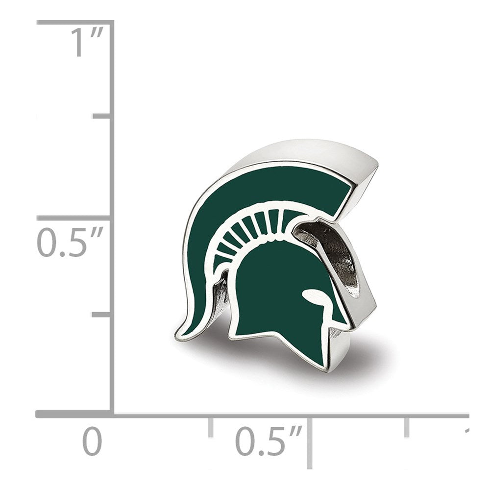 Sterlingsilber Rhodiniert Logoart Michigan State U. Spartan Emaille Perle