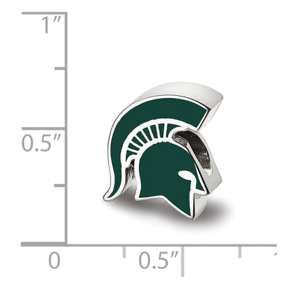 Sterlingsilber Rhodiniert Logoart Michigan State U. Spartan Emaille Perle