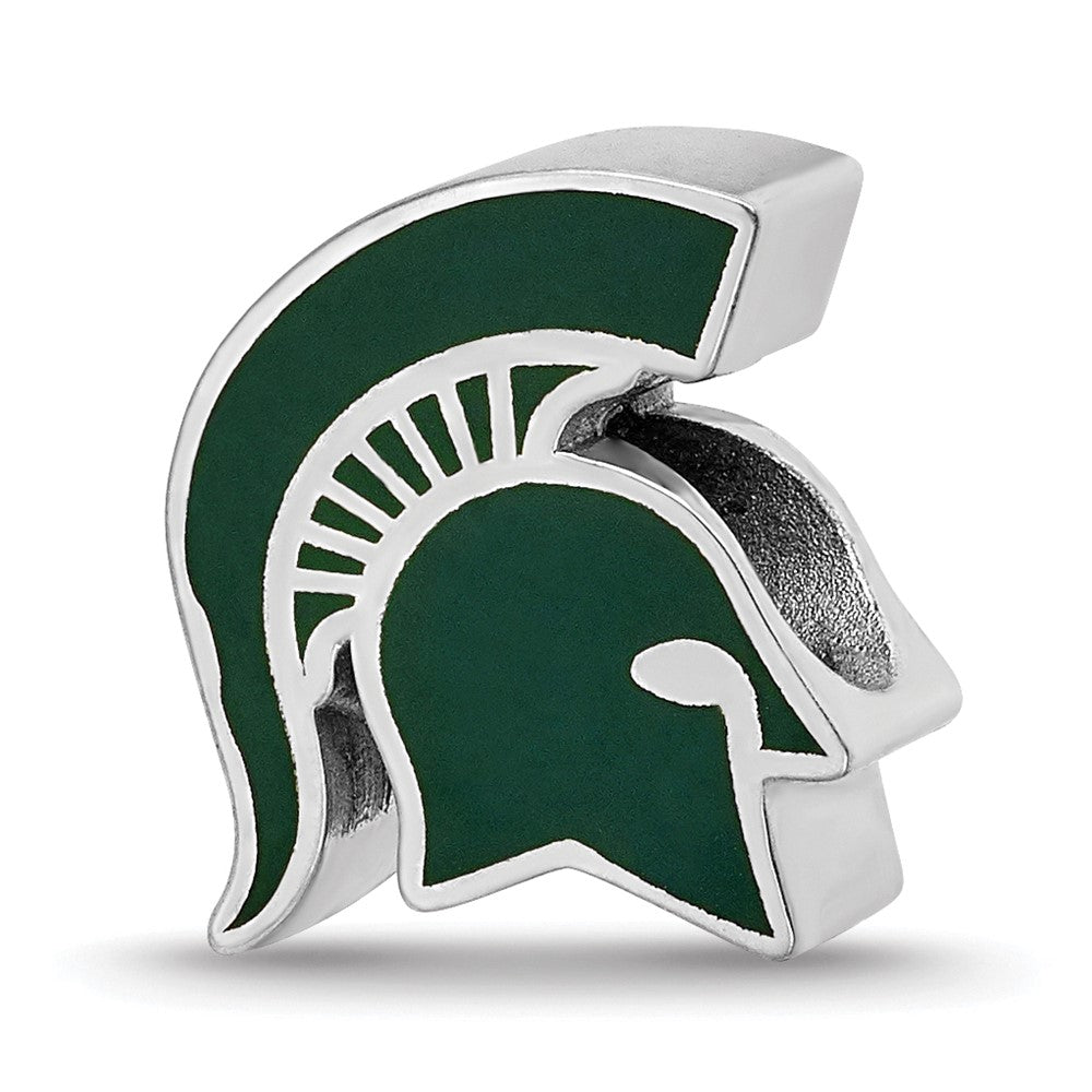 Sterlingsilber Rhodiniert Logoart Michigan State U. Spartan Emaille Perle