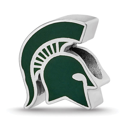 Sterlingsilber Rhodiniert Logoart Michigan State U. Spartan Emaille Perle