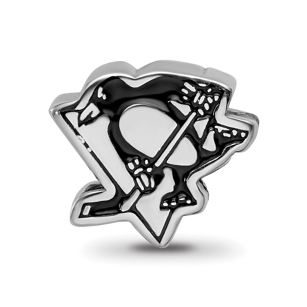 Sterlingsilber Rhodiniert Nhl Logoart Pittsburgh Penguins Emaille Perle