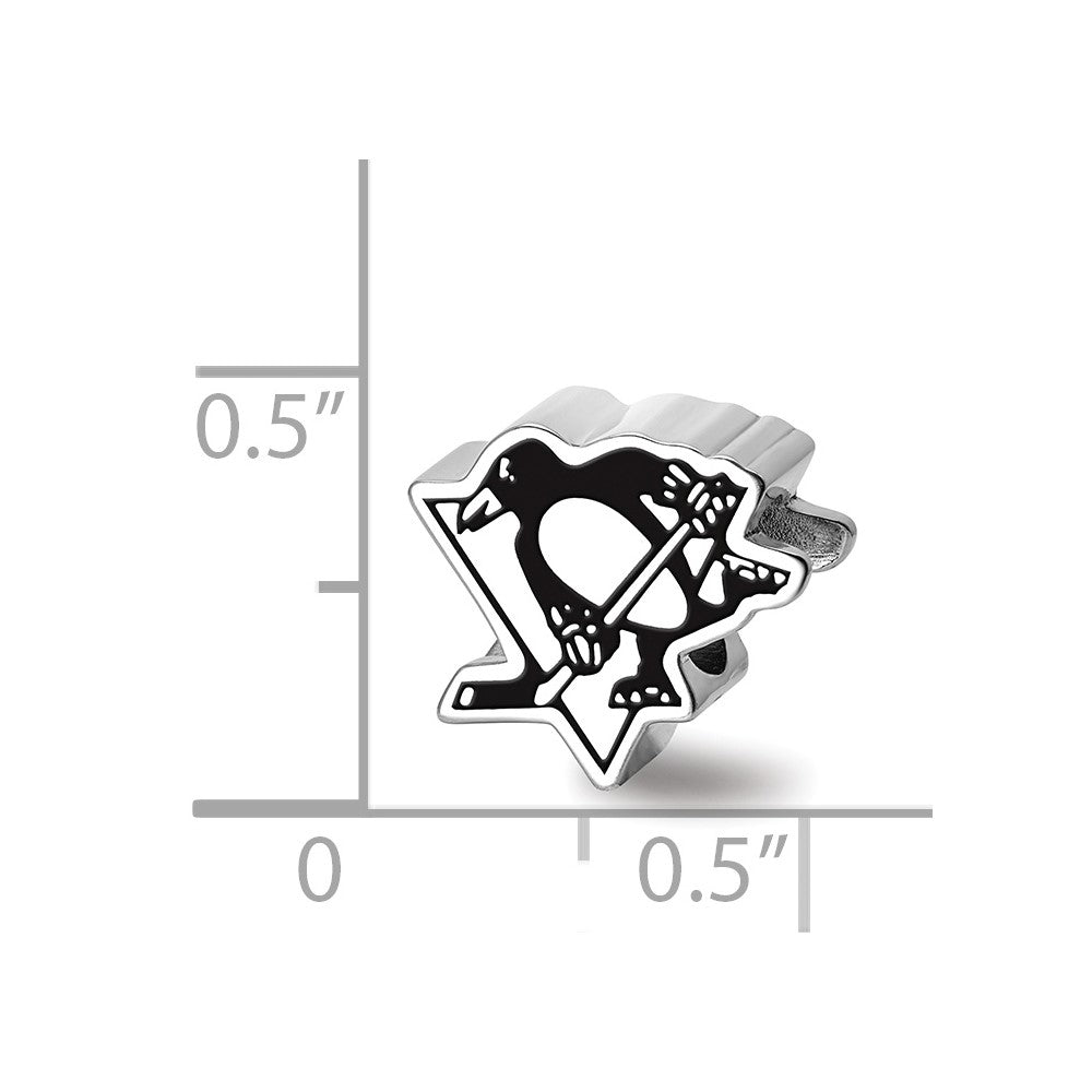 Sterlingsilber Rhodiniert Nhl Logoart Pittsburgh Penguins Emaille Perle