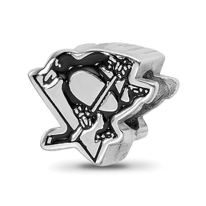 Sterlingsilber Rhodiniert Nhl Logoart Pittsburgh Penguins Emaille Perle