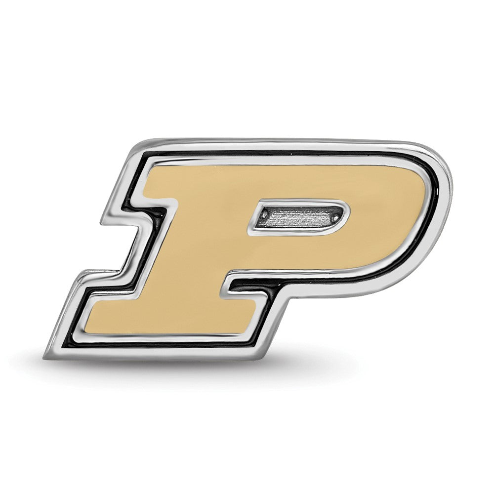 Sterlingsilber Rhodiniert Logoart Purdue Universität. Emaille Perle