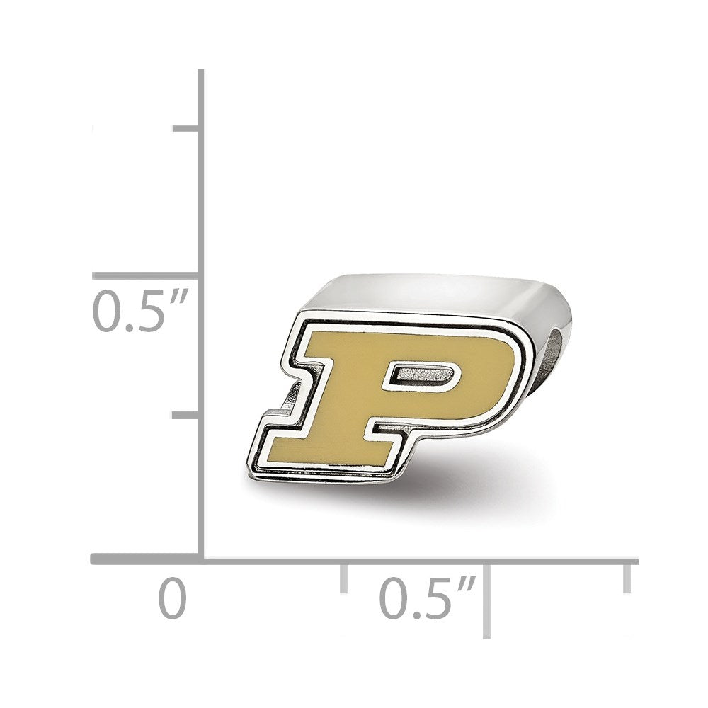 Sterlingsilber Rhodiniert Logoart Purdue Universität. Emaille Perle