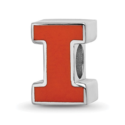 Sterlingsilber Rhodiniert Logoart University Of Illinois Emaille Logo Perle