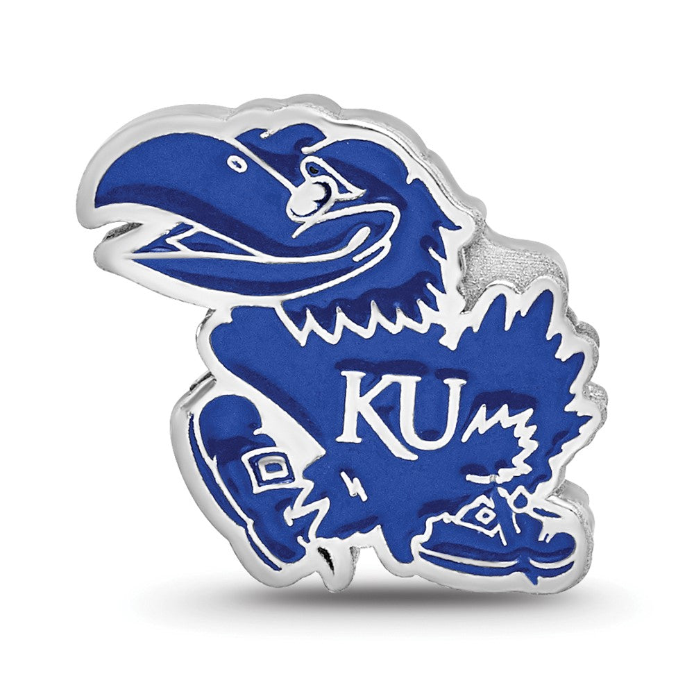 Sterlingsilber Rhodiniert Logoart Universität. Of Kansas Jayhawk Emaille Perle