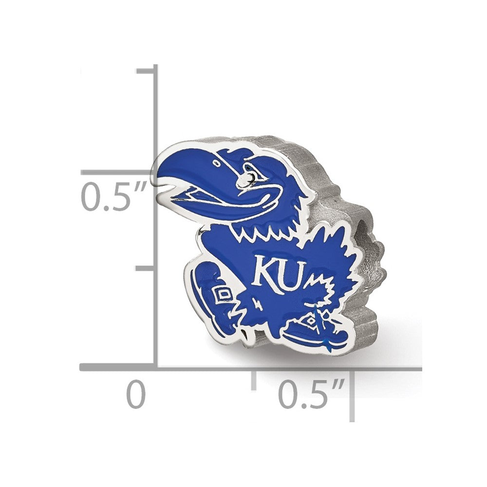 Sterlingsilber Rhodiniert Logoart Universität. Of Kansas Jayhawk Emaille Perle