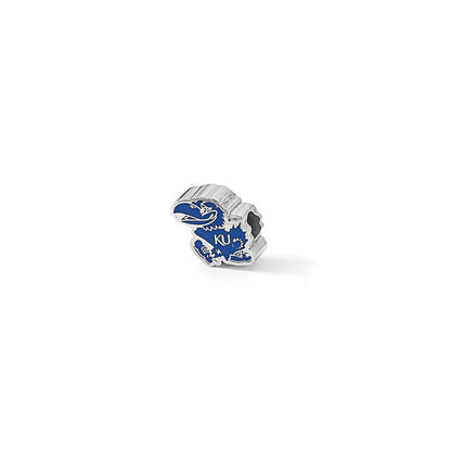 Sterlingsilber Rhodiniert Logoart Universität. Of Kansas Jayhawk Emaille Perle