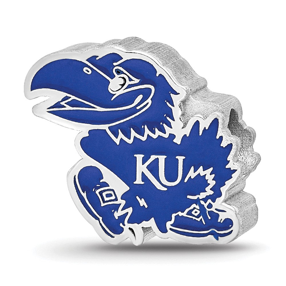Sterlingsilber Rhodiniert Logoart Universität. Of Kansas Jayhawk Emaille Perle