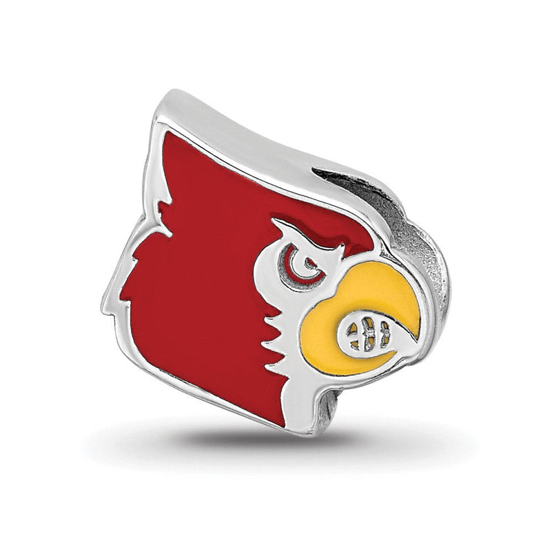 Sterlingsilber Rhodiniert Logoart U. Of Louisville Cardinal Emaille Perle