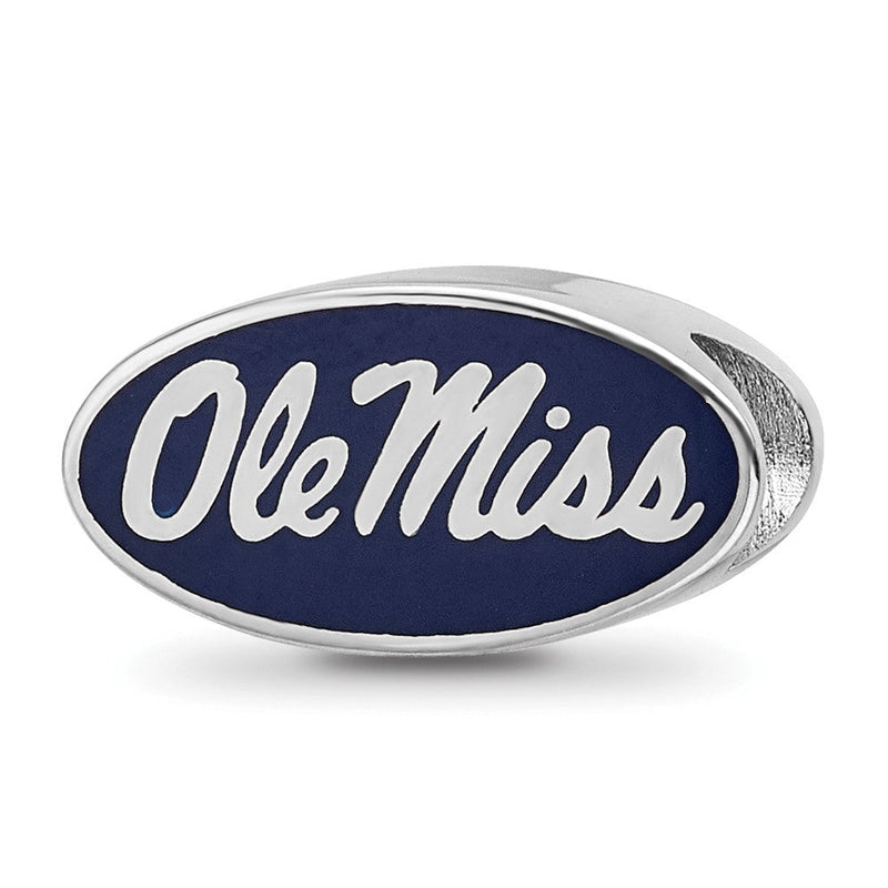 Sterlingsilber Rhodiniert Logoart U. Of Mississippi Emaille Perle