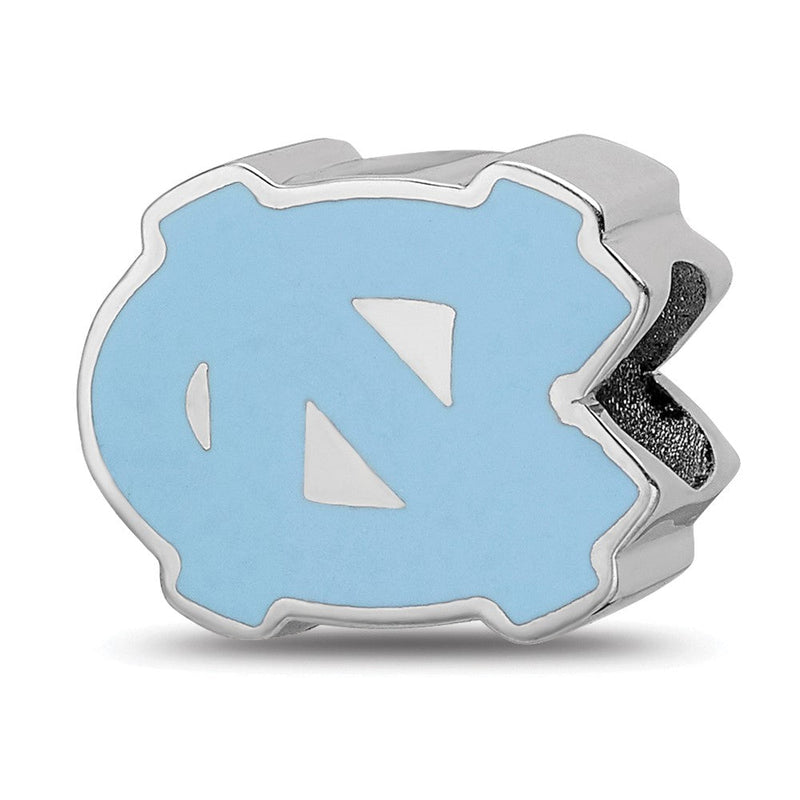 Sterlingsilber Rhodiniert Logoart U. Of N. Carolina 1-sided Emaille Perle
