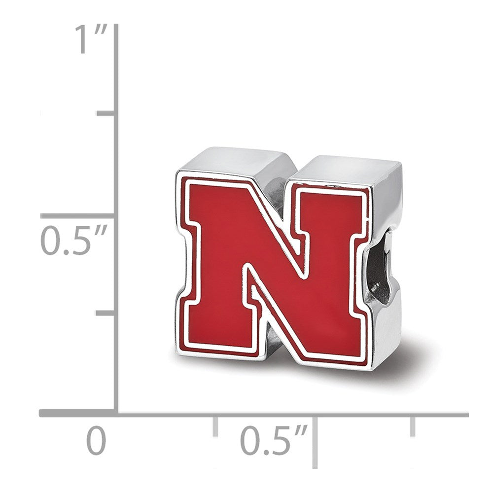 Sterlingsilber Rhodiniert Logoart University Of Nebraska Emailliert Perle