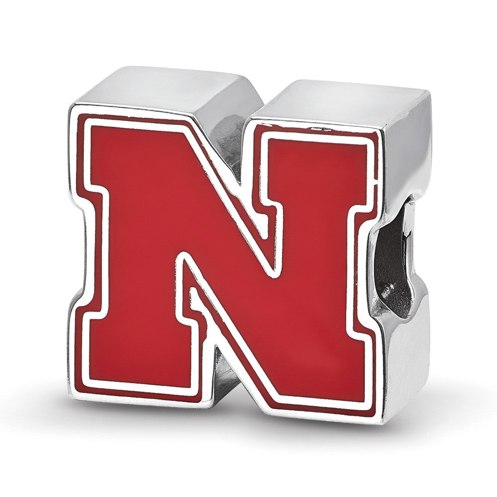 Sterlingsilber Rhodiniert Logoart University Of Nebraska Emailliert Perle