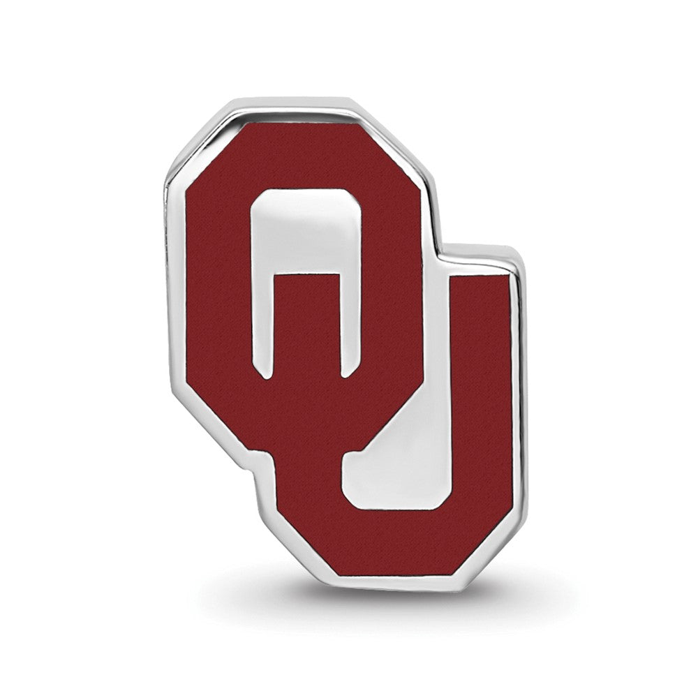 Sterlingsilber Rhodiniert Logoart U. Of Oklahoma 1-sided Emaille Perle