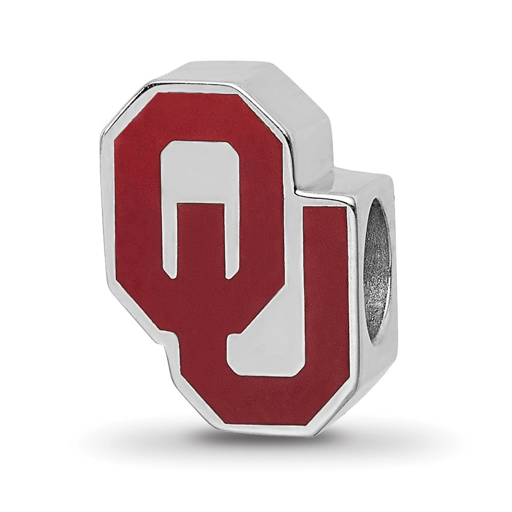 Sterlingsilber Rhodiniert Logoart U. Of Oklahoma 1-sided Emaille Perle